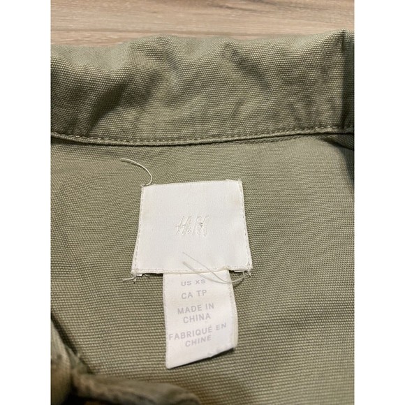 H&M Cropped Green‎ Army Jacket Button Up Women’s XS - Picture 4 of 7